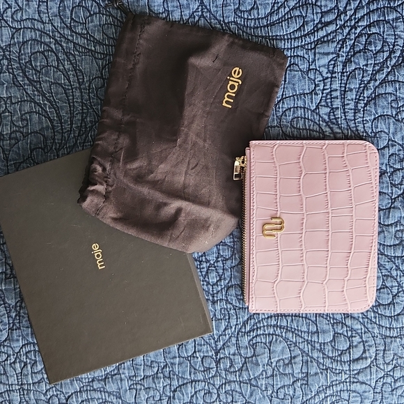 Maje NEW Leather pochette wallet in Rose color - Picture 4 of 4